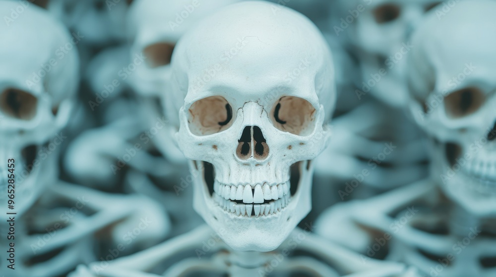 Poster wisdom of the ancients - artistic skeletons symbolizing knowledge | detailed 8k image with copy spac