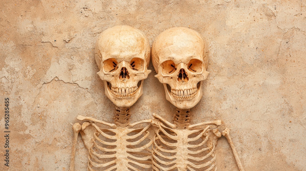 Poster eternal wisdom: artistic skeletons symbolizing ancient knowledge and secrets with copy space for tex