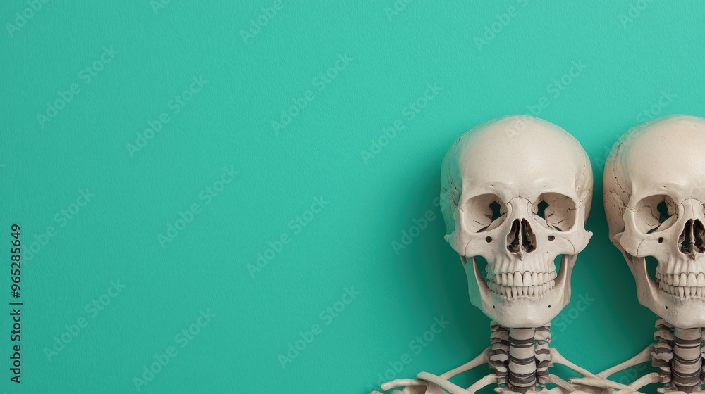 Poster the wisdom of skeletons: conceptual illustration of experience and insight with copy space for text 
