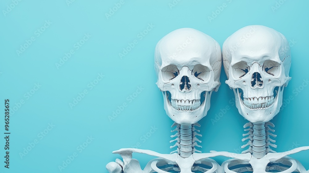 Poster experience and insight: skeleton illustrations with copy space for text in 8k high detail