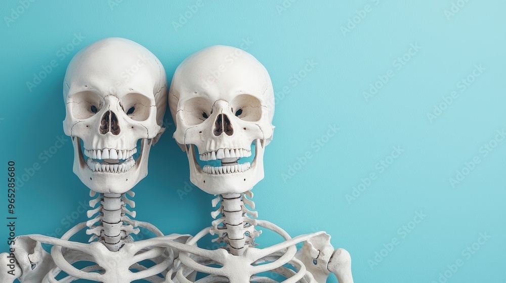 Poster enlightened learning: artistic 8k skeletons symbolizing knowledge and growth with copy space for tex