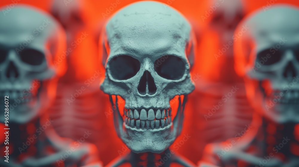 Poster mystical skeletons: 8k high detail visualization of ethereal beings with copy space for text