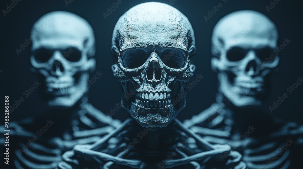 Poster mythical skeleton creatures in high detail - fantasy concept art with space for text | 8k resolution