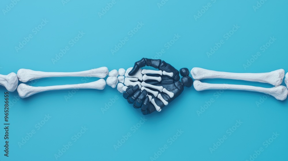 Aufkleber unity in bones: skeletons symbolizing connection and oneness with copy space for text in high detail