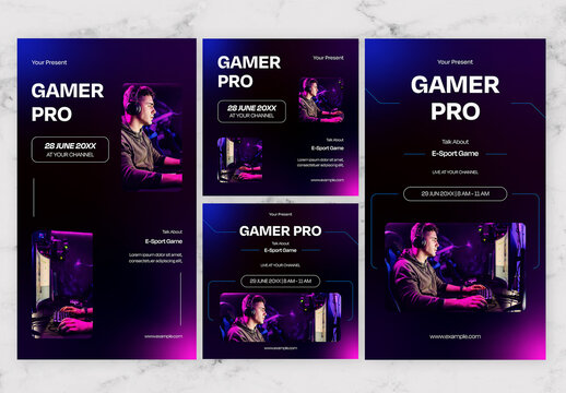 Blue and Black Gamer Social Media Post And Story 