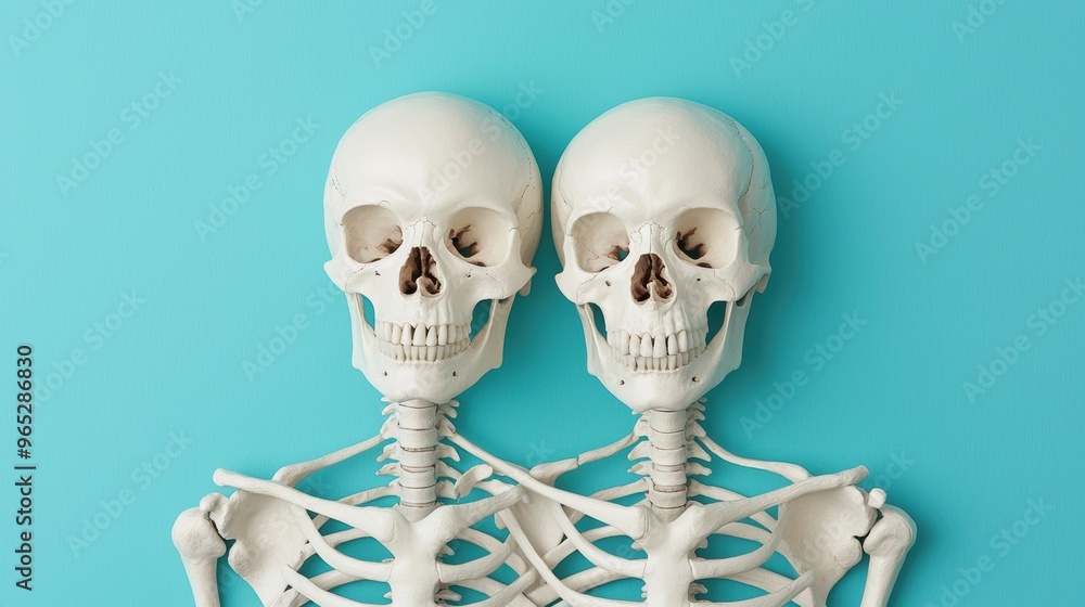 Poster bones of friendship - skeletons symbolizing companionship and unity with copy space, high detail 8k 