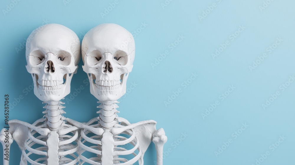 Poster understanding and empathy symbolized by skeletons - copy space for text, high detail 8k visualizatio