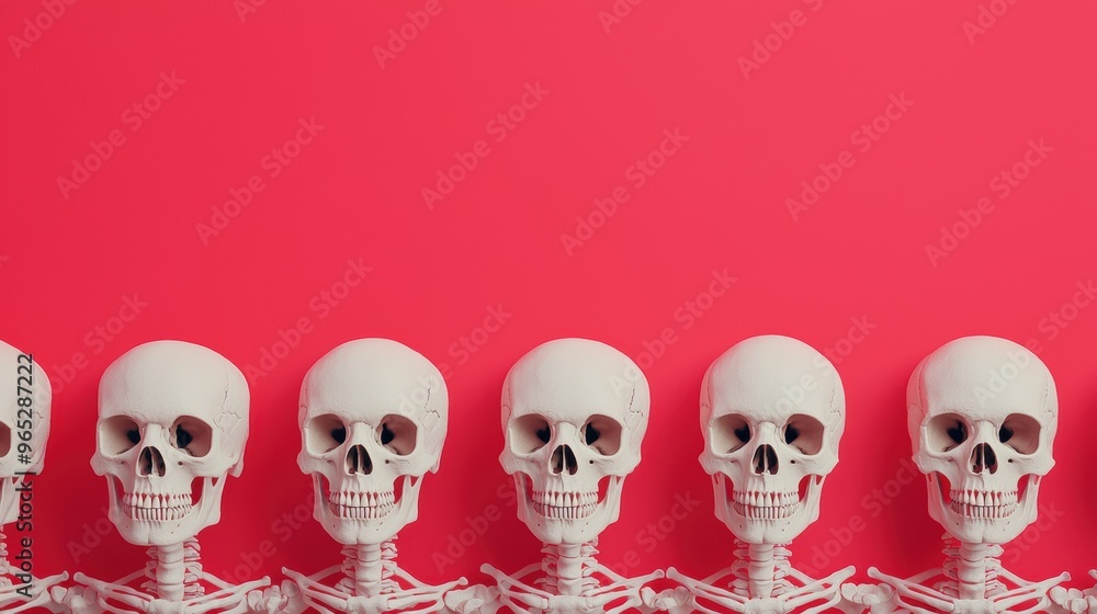 Poster distinctive skeletons: embracing individuality and uniqueness with copy space, 8k high detail visual