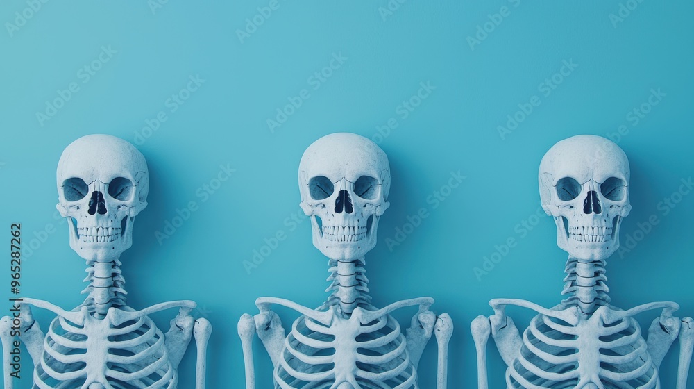 Poster unique identity unveiled: detailed skeleton visualizations with copy space for text in 8k resolution