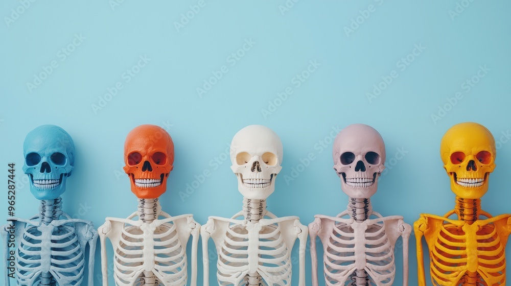 Poster skeletons of growth: conceptual visualization for personal development with copy space, high detail 