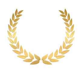 Gold laurel wreath, Golden circular laurel olive branches greek wreath vector illustration, A winner award of olive, stars of victory symbol, achievement heraldry symbol isolated on white background