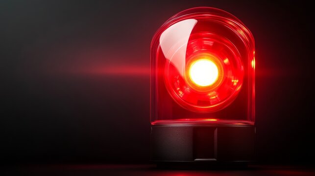A bright red emergency alarm light flickers quickly against a deep black backdrop, conveying a sense of urgency and crisis.