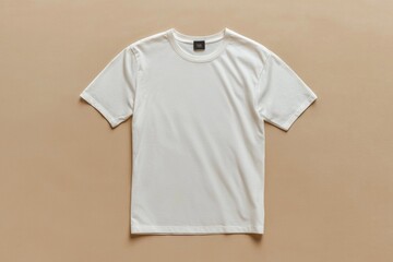 Simple Tshirt Flatlay mockup in beige background created with generative AI