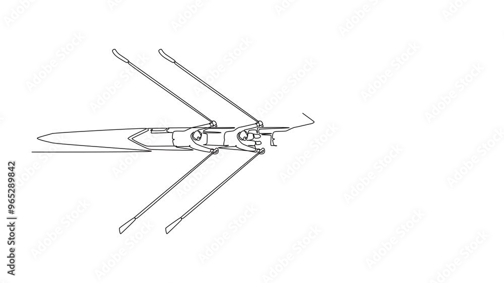 Aufkleber self drawing animation of single line draw top view businessman leader with binoculars lead business