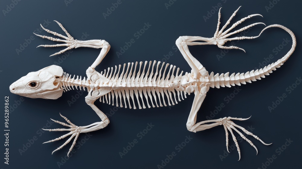 Aufkleber intricate reptile skeleton illustration revealing detailed lizard bone structure in 8k resolution wi