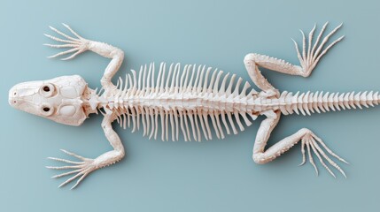 Obraz premium Detailed Reptile Skeleton Illustration with Lizard Bone Structure in 8K High Detail, Perfect for Zoological Study, Copy Space Included