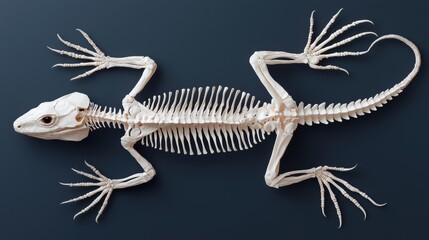 Obraz premium Intricate Reptile Skeleton Illustration Revealing Detailed Lizard Bone Structure in 8K Resolution with Copy Space for Text