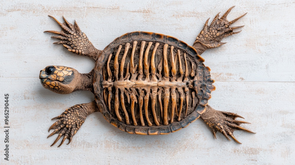 Aufkleber intricate turtle shell and skeleton detailed bone structure zoological reference with copy space in 