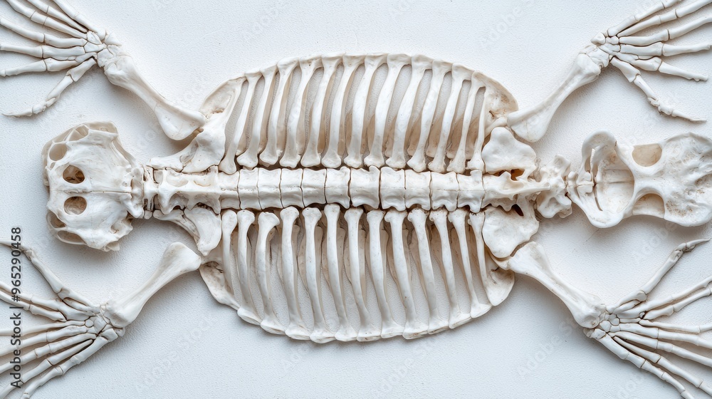 Aufkleber intricate turtle shell and skeleton: zoological reference with copy space, 8k high detail