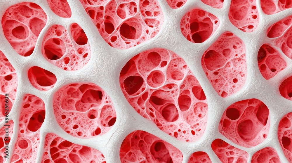 Aufkleber intricate microscopic study of bone marrow structure revealed in high resolution 8k - copy space ava