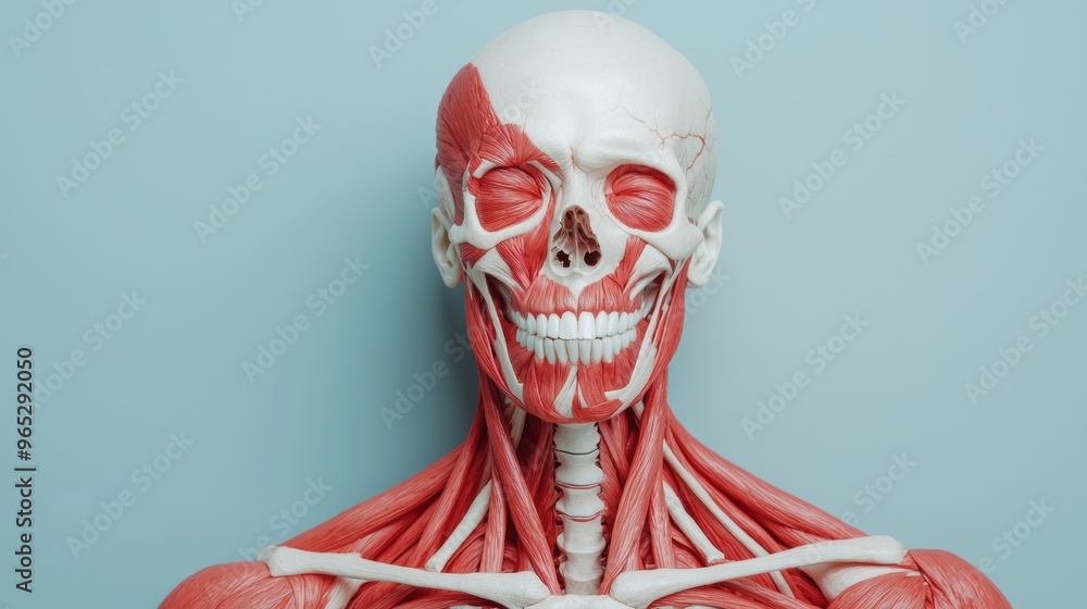 Poster in-depth study of muscle and bone connection anatomy with copy space for text in high detail 8k reso