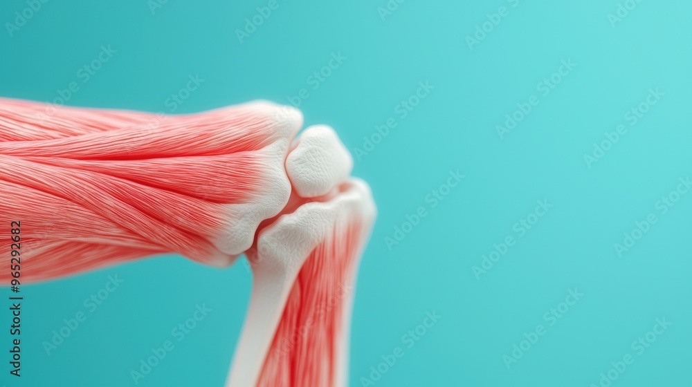 Poster in-depth analysis of elbow joint anatomy: detailed bone and muscle interaction in medical study with