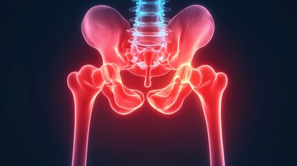 Detailed Educational Illustration of Intricate Anatomical Structure of the Hip Joint with Copy Space for Text in 8K High Detail Resolution