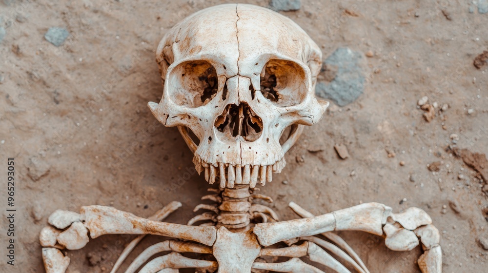 Aufkleber unveiling ancient secrets: fossilized skeletons revealing intricate bone structures in high resoluti