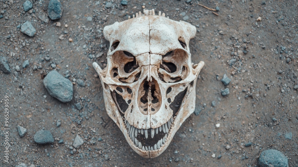 Aufkleber detailed fossilized skeletons: high-resolution paleontological study with copy space for text