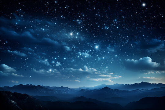 Stars in the Sky. Night landscape. Galaxy night landscape