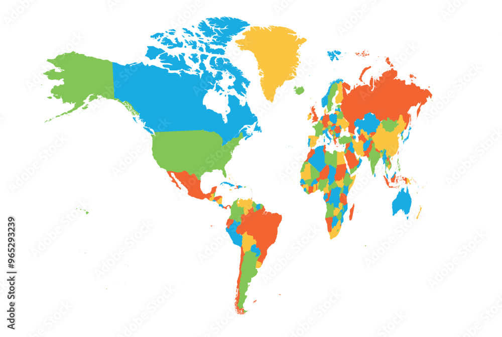 Poster a vector representation of a political world map showcasing various countries in distinct colors. th