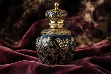 Antique Perfume Bottle with Ornate Design.
