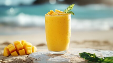 Fototapeta premium Mango Smoothie on the Beach.