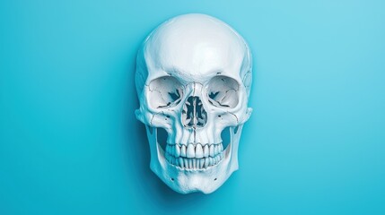 Obraz premium Detailed Anatomical Illustration of Human Skull CT Scan for Medical Reference with Copy Space, 8K High Detail Resolution