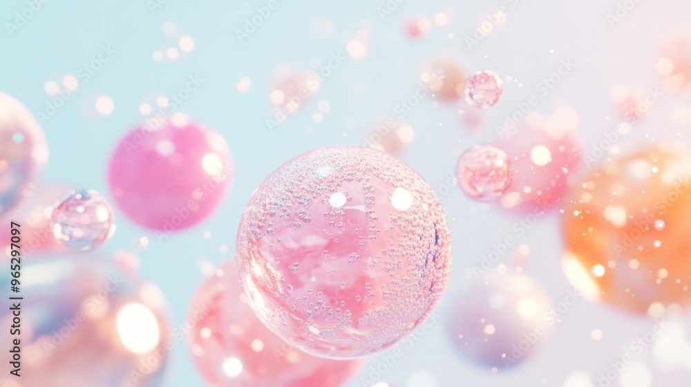 Poster bright soap bubbles of various colors drift through the air, reflecting light and adding a whimsical