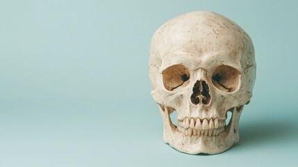 Fototapeta premium Forensic Analysis of Human Skull - Detailed Anatomical Illustration with Copy Space for Text in 8K High Detail Resolution for Medical and Educational Concepts.