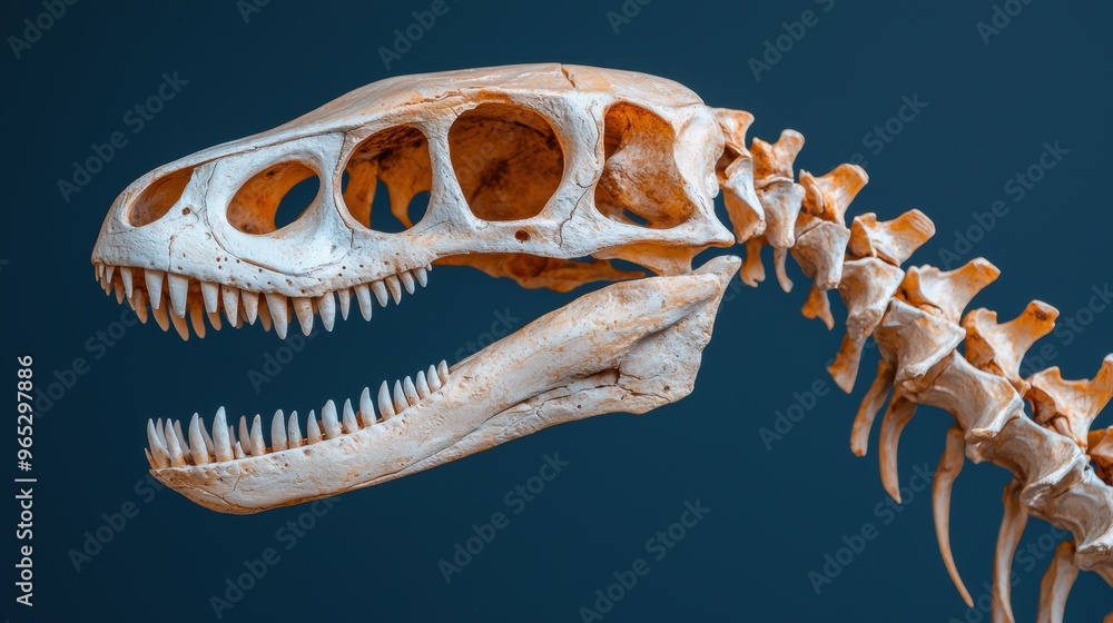 Aufkleber fossilized remains of ancient marine reptiles - detailed bone structure paleontological illustration