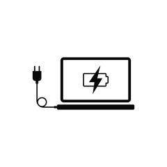 Laptop Charging Icon, Notebook Computer Power Station Symbol