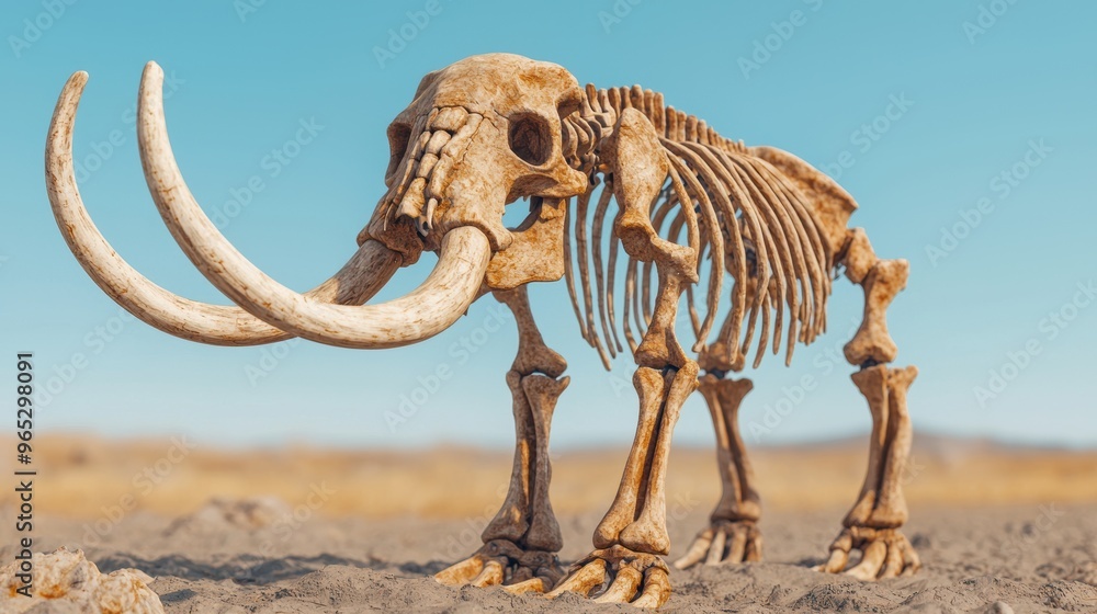 Poster fossilized splendor: ancient mammoth skeletons in high detail for paleontological reference with cop