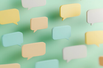 A collection of floating speech bubbles, indicating communication and conversation