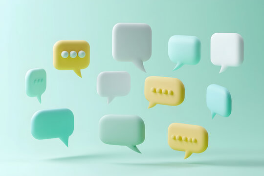 A collection of floating speech bubbles, indicating communication and conversation