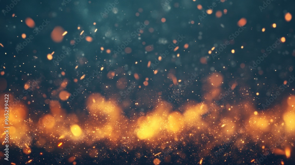 Poster sparks and glowing embers burst upwards from a deep fire, casting flickering light into the night an