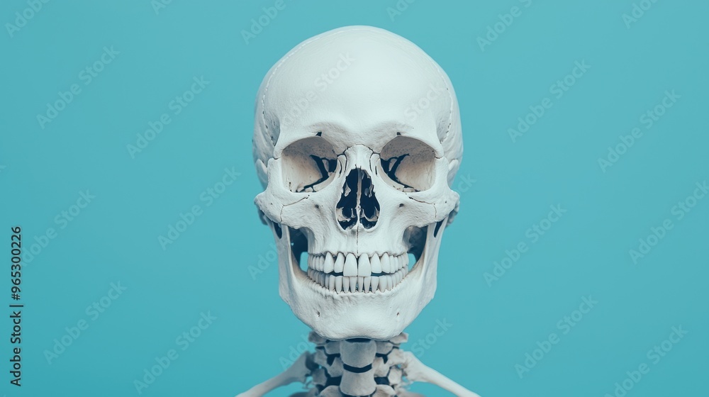 Poster intricate fantasy skeleton art with detailed bone structure and copy space for text in 8k high detai
