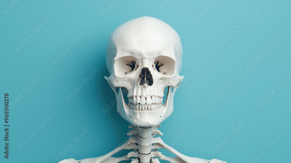 Poster ethereal fantasy skeleton art with detailed bone structure and copy space in 8k high detail resoluti