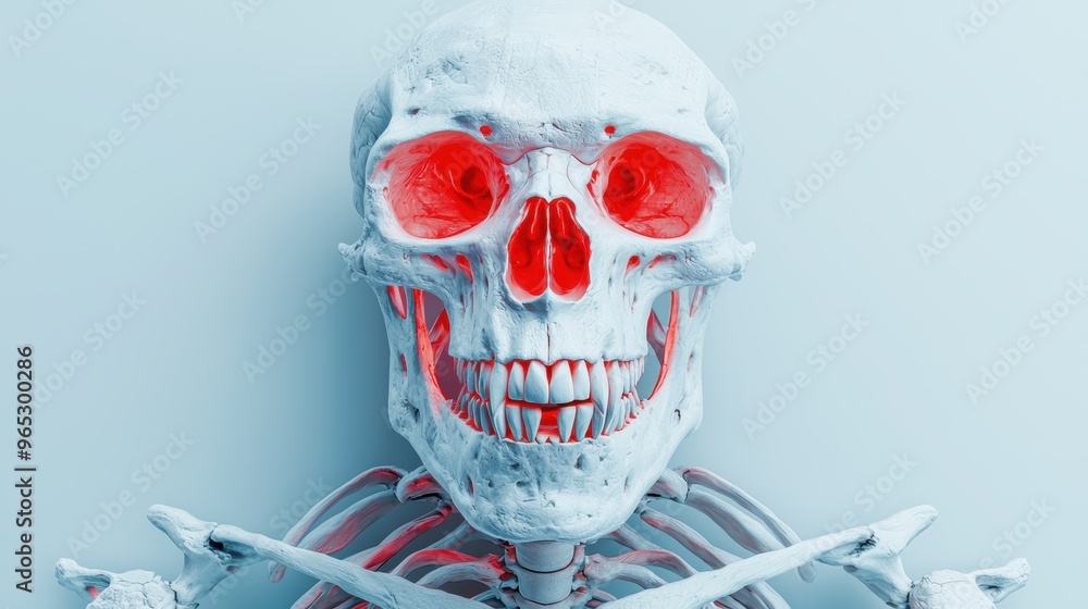Poster mythical beast skeleton: detailed anatomical illustration with copy space for text in high resolutio