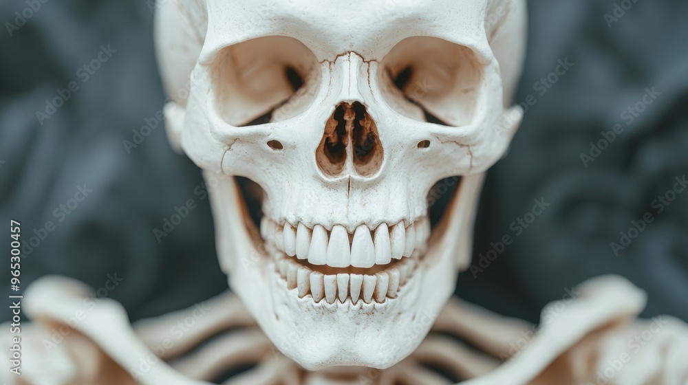 Poster intricate skeleton of a fantasy monster - detailed bone structure for creative reference with copy s