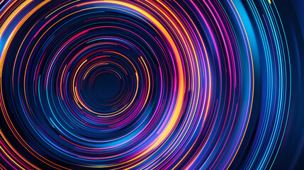 Fototapeta premium Abstract colorful circular lines on dark blue background colorful light lines with speed motion dark blue background