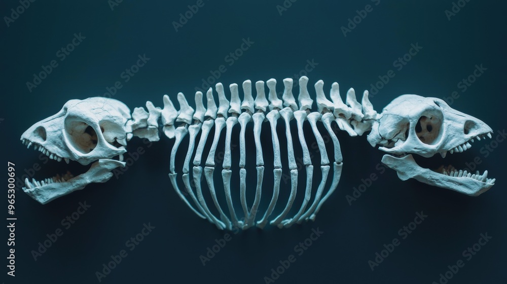 Poster intricate vertebrate skeletal system: high-detail bone structure for scientific reference with ample