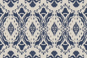 blue ikat seamless pattern, boho colors seamless wallpaper. Ethnic Ikat abstract background art, geometric design, motif ethnic handmade, Ikat ethnic tribal