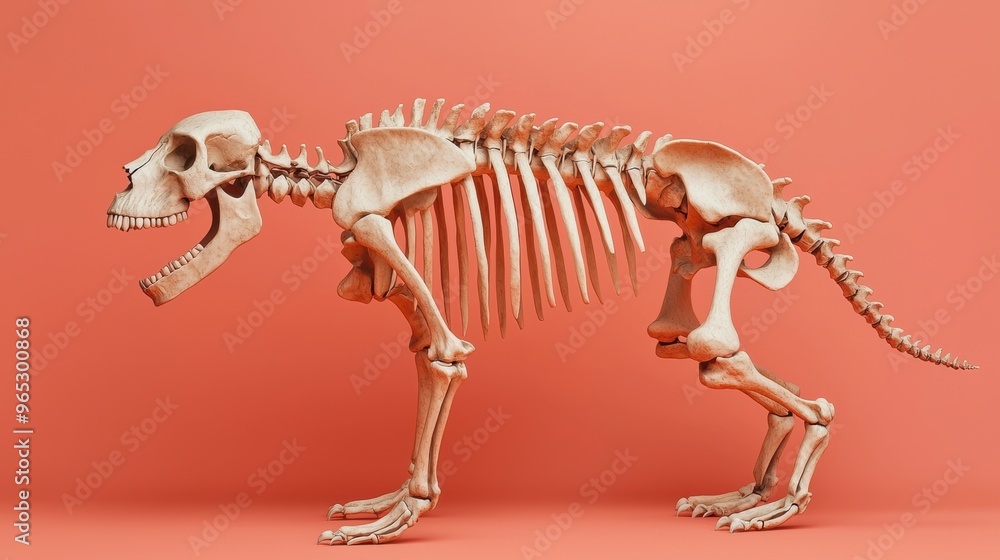 Poster detailed biological illustration of mammalian skeletal system - high resolution 8k image with copy s